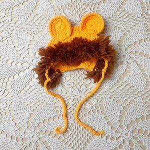 Handmade Crochet Lion Mane Baby Bonnet 0-6 Months Halloween Hat